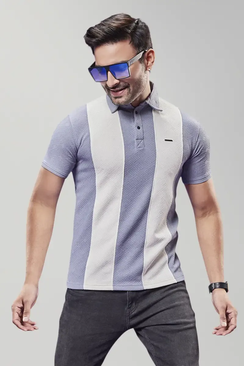 Striped Polo T-shirt for Men 0278323XLBLU