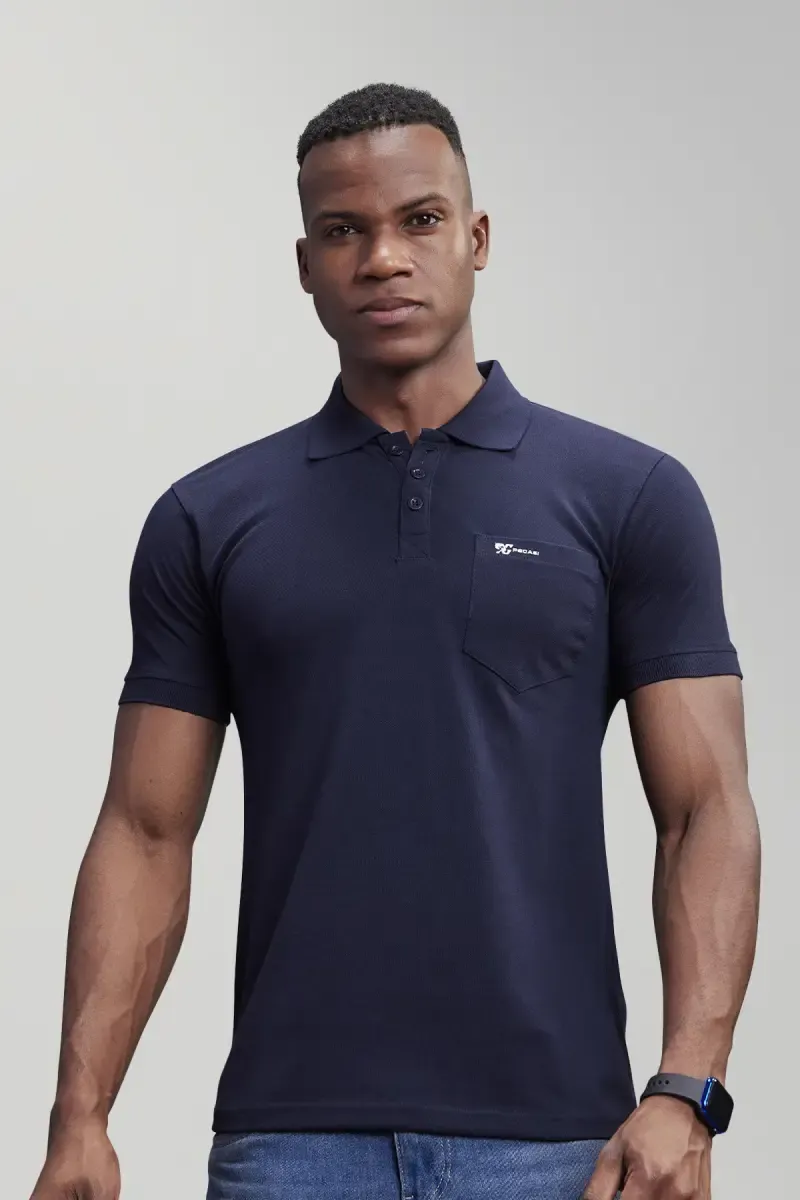 Men's Cotton Blend Polo T-shirt 027841XLNAVBLU