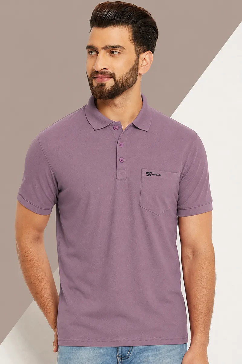 Men's Cotton Blend Polo T-shirt 027841XLPUR