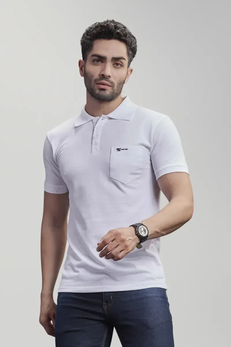 Men's Cotton Blend Polo T-shirt 027841XLWHI