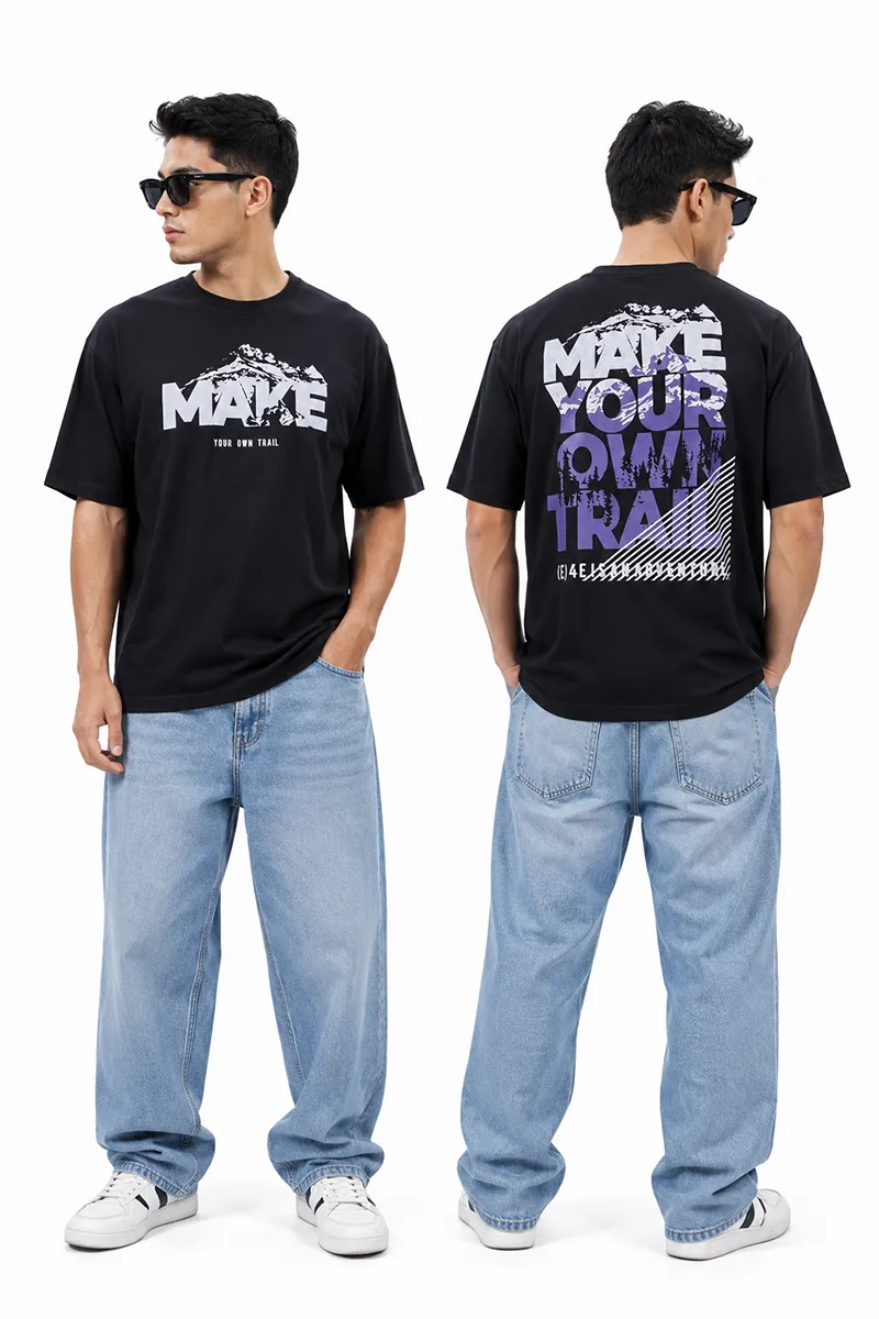 Men's Printed Drop Shoulder T-shirt 027843XLBLA