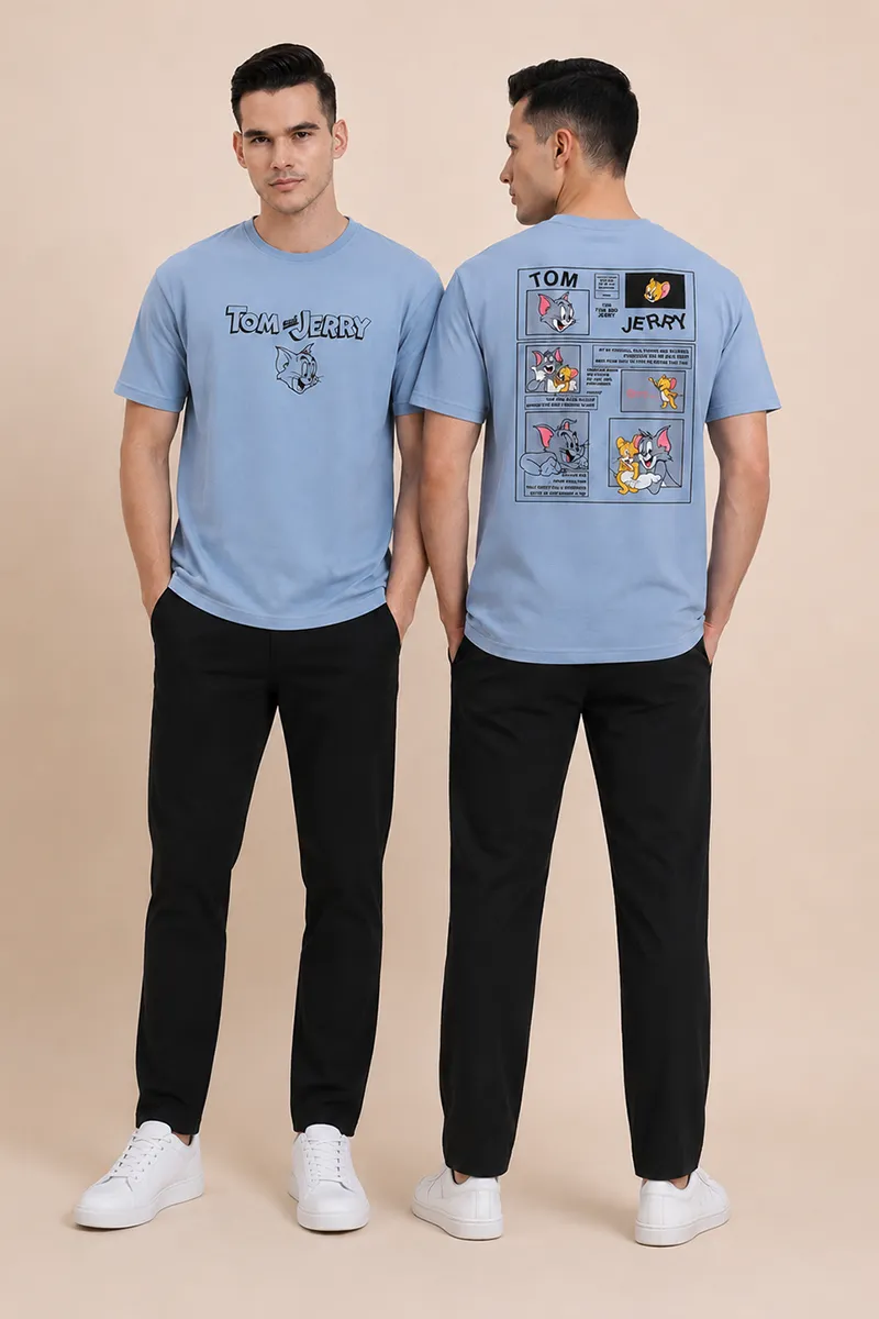 Men's Drop Shoulder Printed T-shirt 027848MBLU