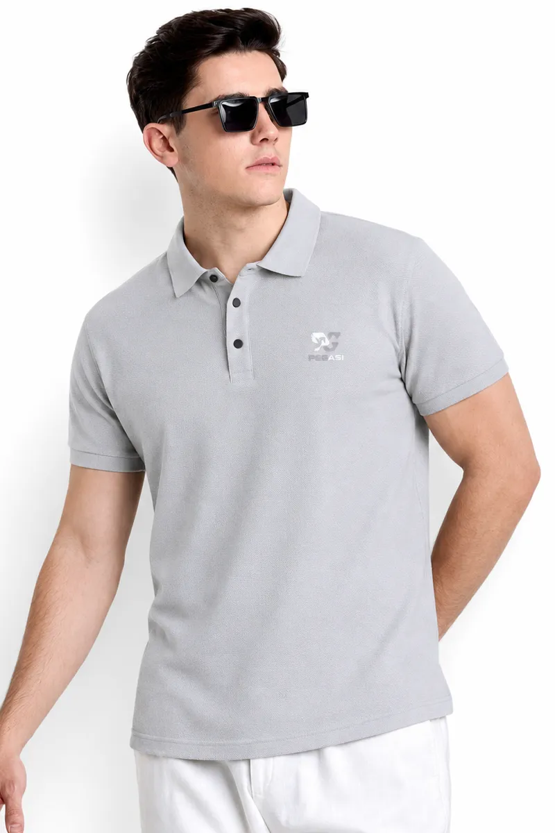 Cotton Blend Polo T-shirt for Men 027850LGRE