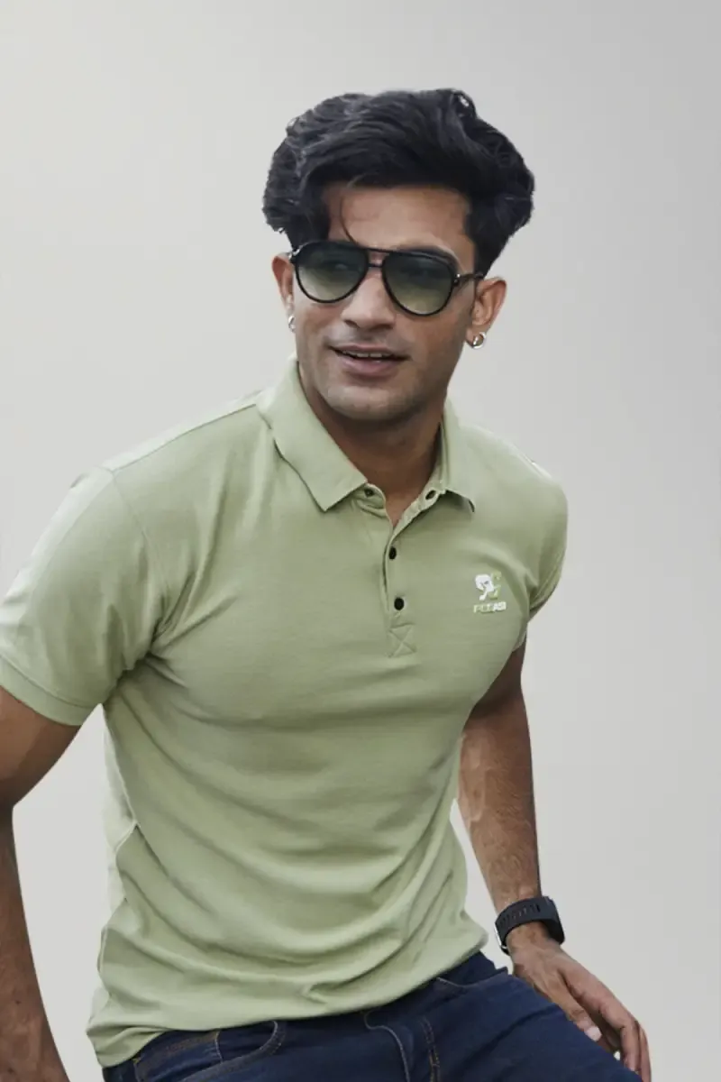 Cotton Blend Polo T-shirt for Men 027850LGRE2