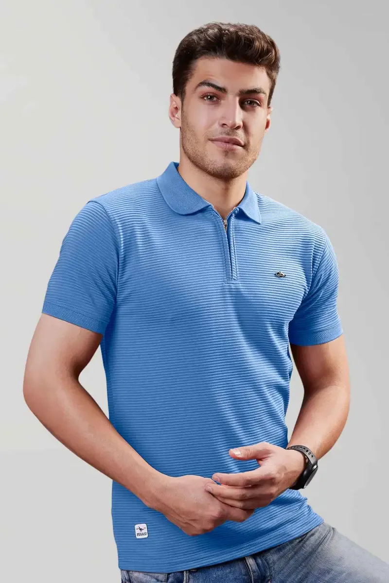 Men's Zipper Closure Polo T-shirt