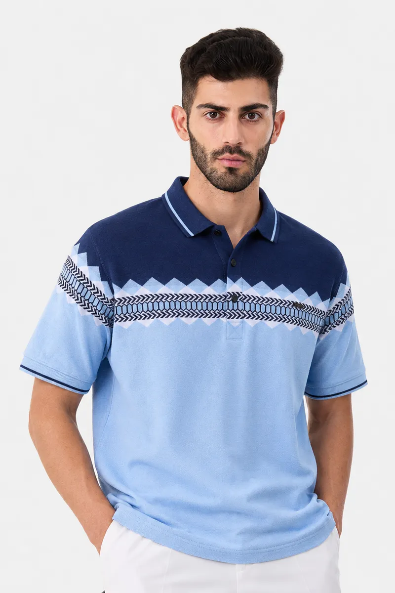 Printed Polo T-shirt for Men 027859XLBLU