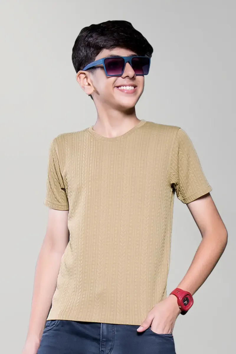 Boy's Cotton Lycra Round Neck T-shirt  0278701112YRSBEI