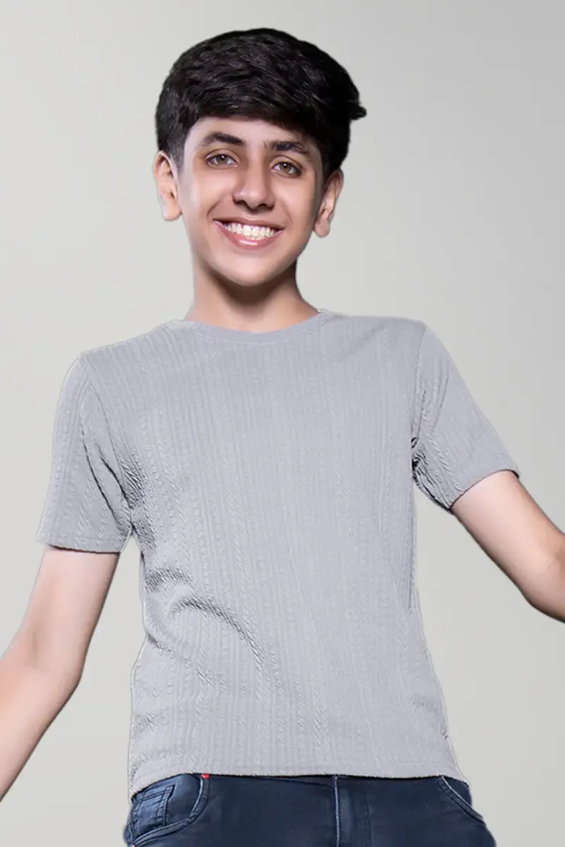 Boy's Cotton Lycra Round Neck T-shirt  02787056YRSGRE
