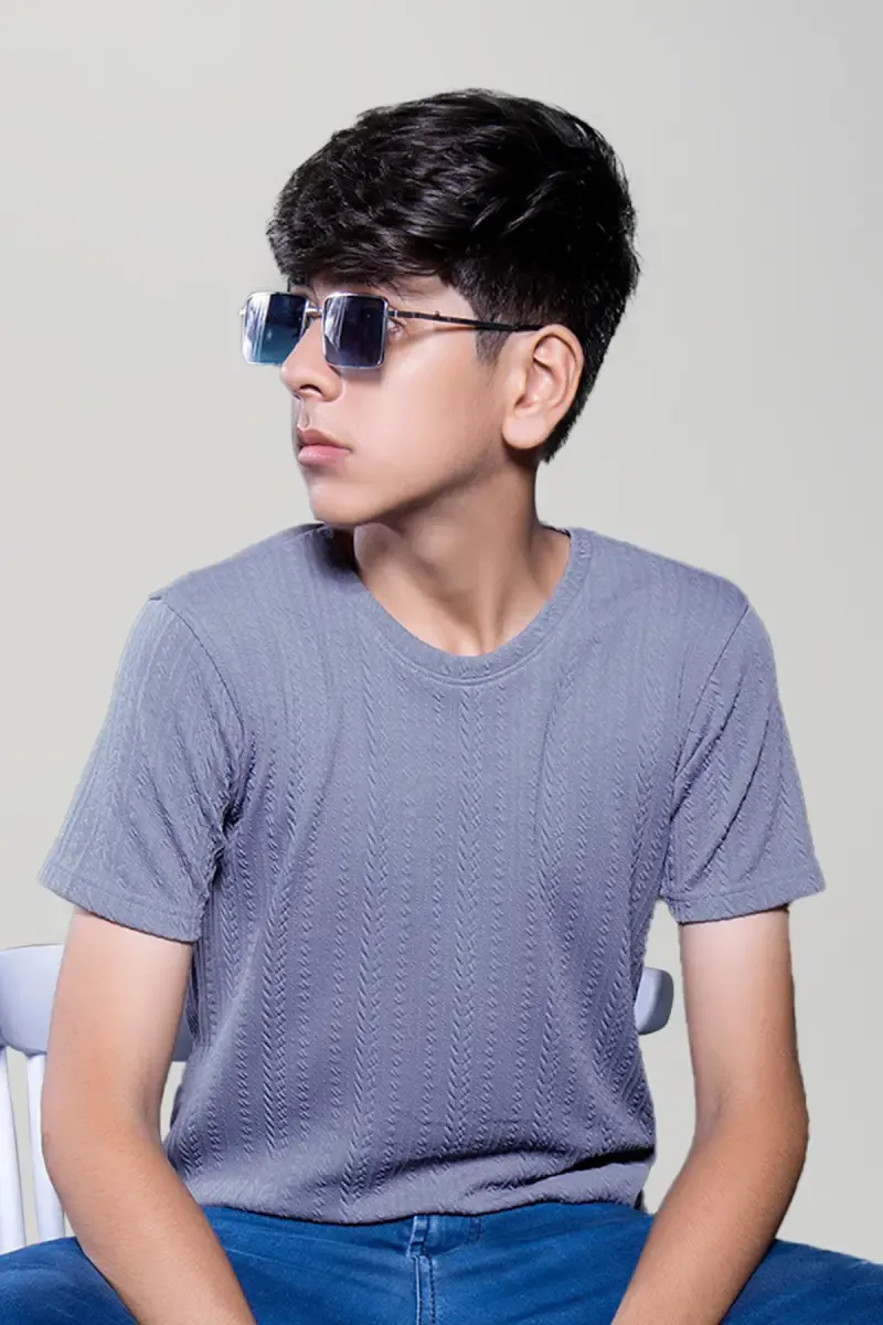 Boy's Cotton Lycra Round Neck T-shirt  02787078YRSBLUGRE