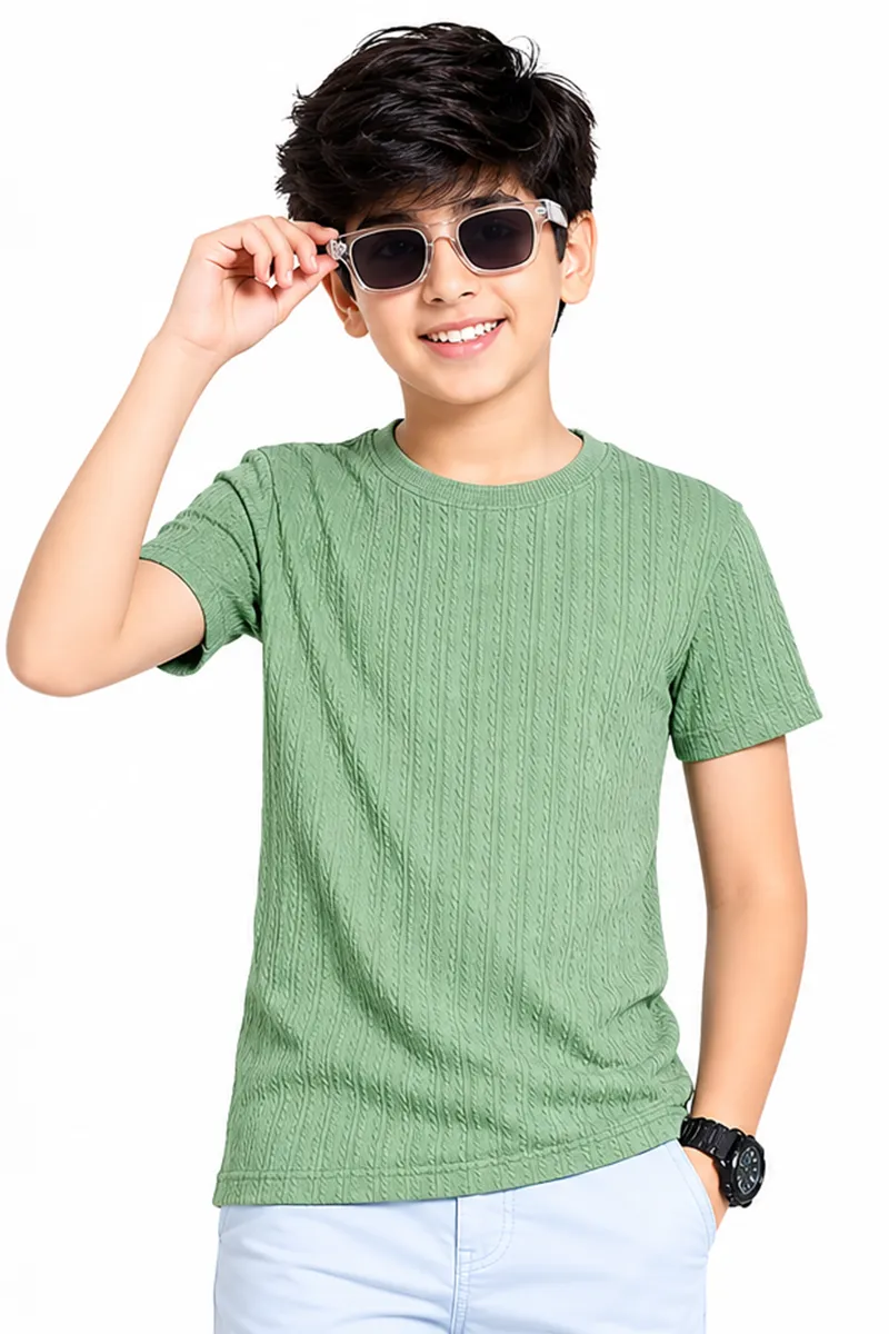 Boy's Cotton Lycra Round Neck T-shirt  027870910YRSGRE2