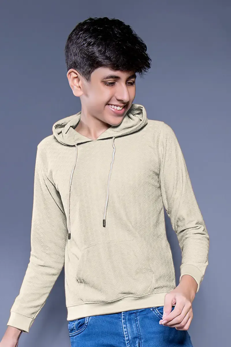 Self Design Cotton Hoodie for Boys