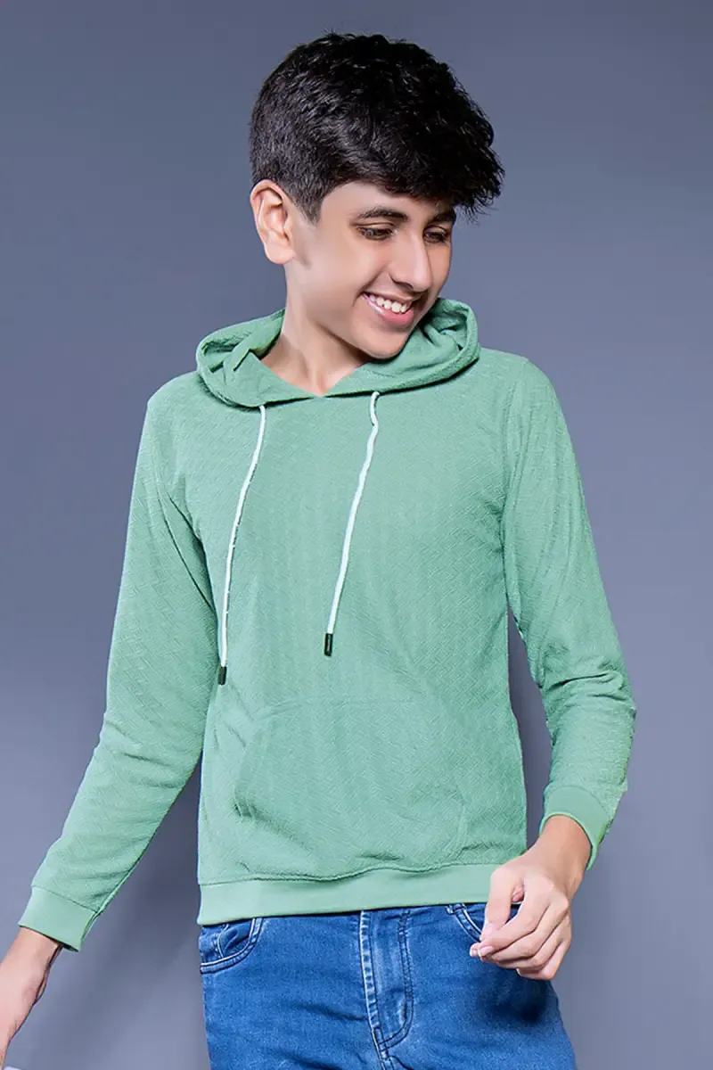 Self Design Cotton Hoodie for Boys 027878GRE56YRS
