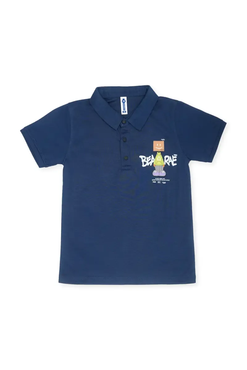 Cotton Printed Polo Neck T-shirt for Boys 0278841314YRSNAVBLU