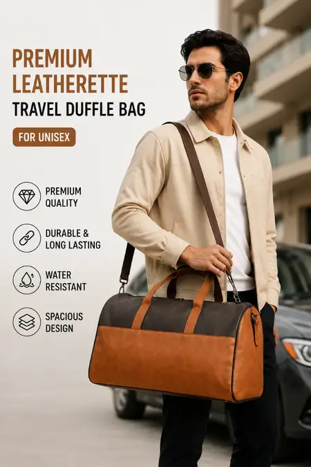 Premium Leatherette Travel Duffle Bag for Unisex