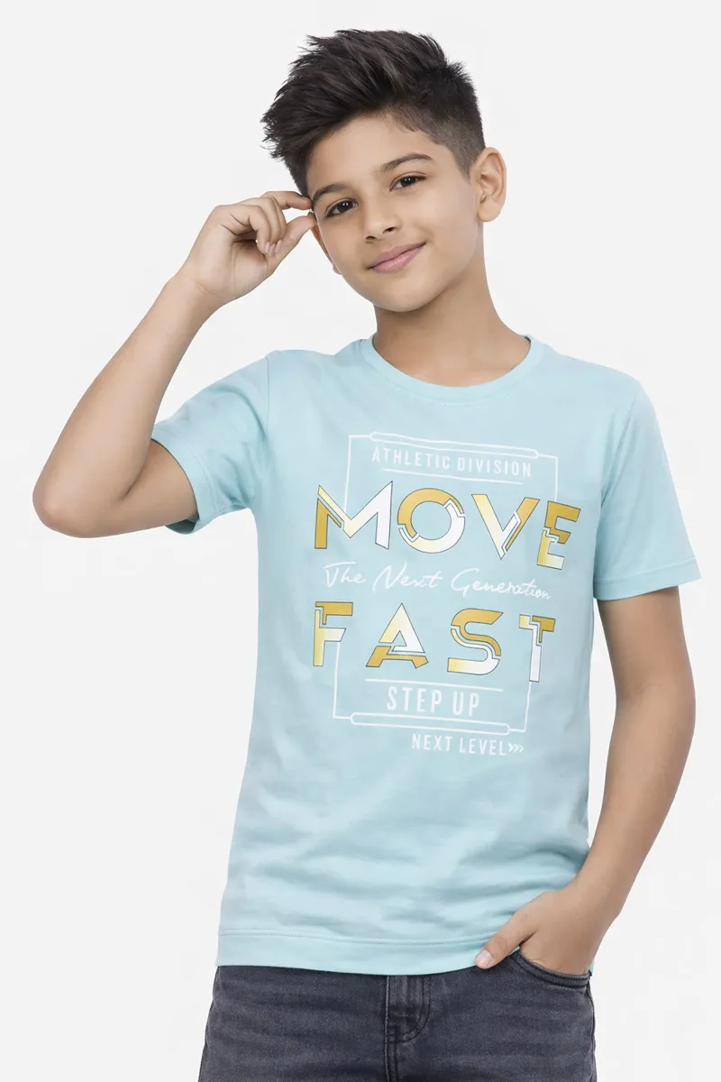 Boy's Cotton Rayon Typography Printed T-shirt
