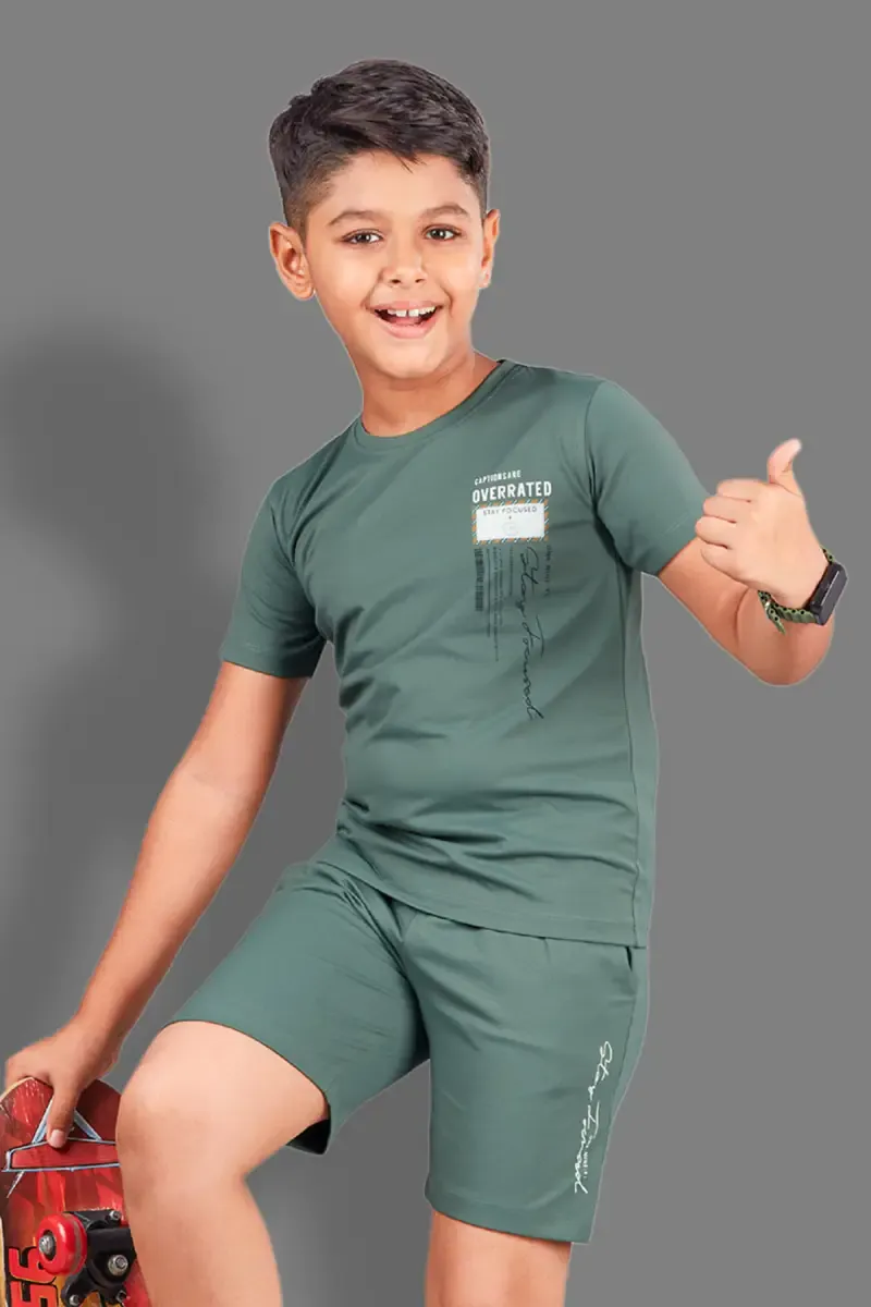Printed Cotton T-shirt with Shorts Set for Boys