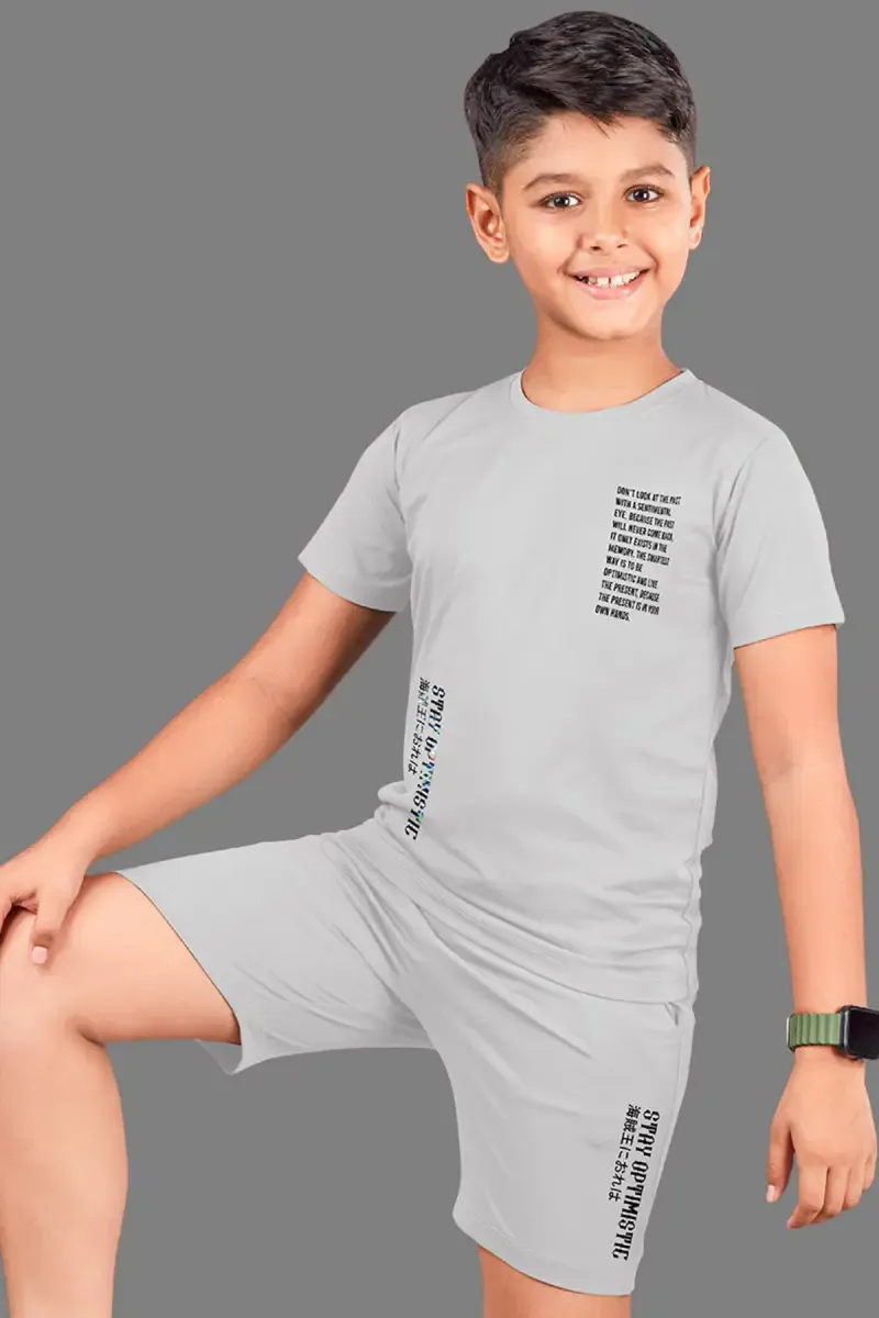 Boy's Printed Cotton T-shirt with Shorts Set