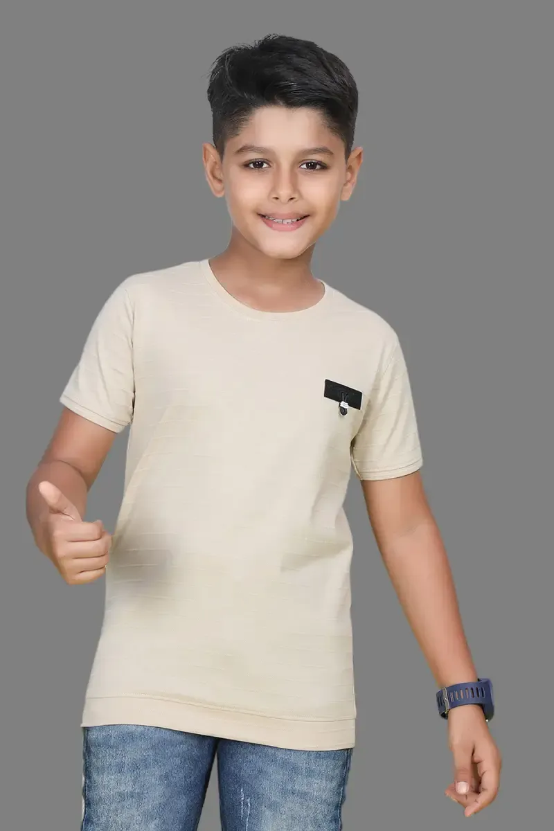 Boy's Cotton Solid Casual T-shirt 02801978YRSBEI