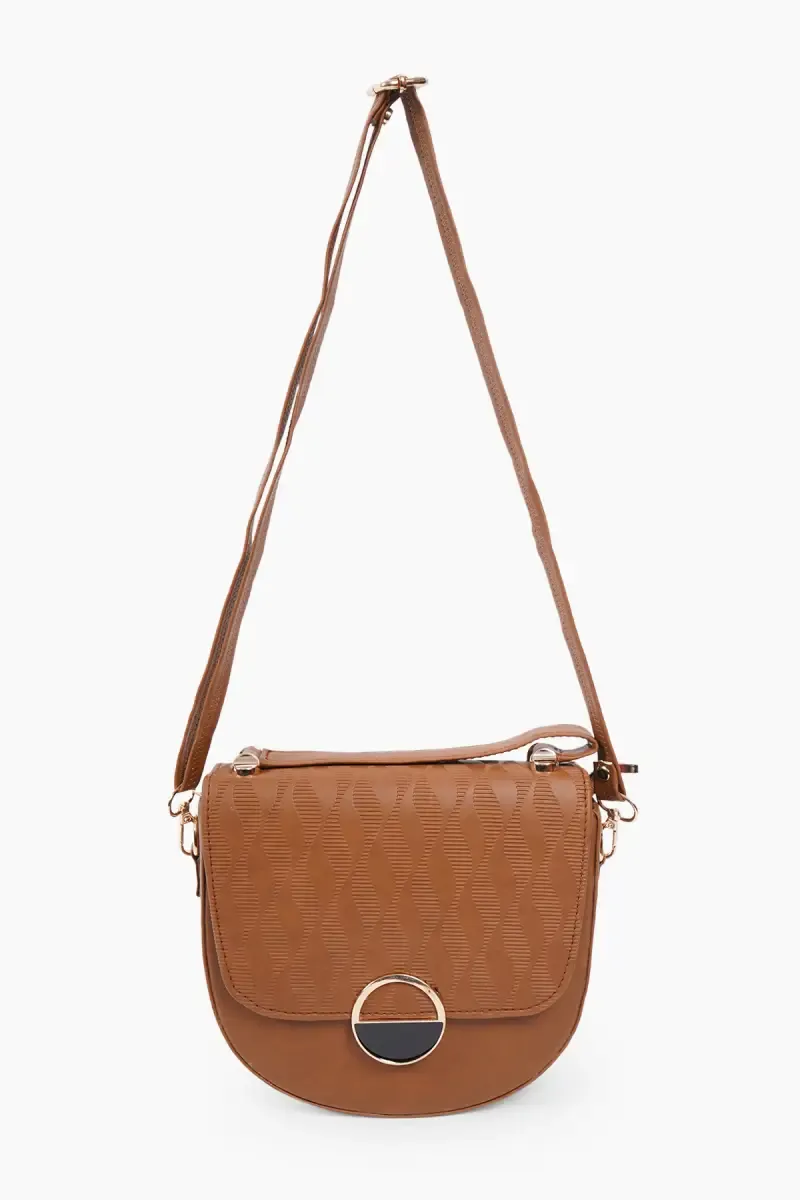 Women's Premium Embossed Pattern Saddle Sling Bag