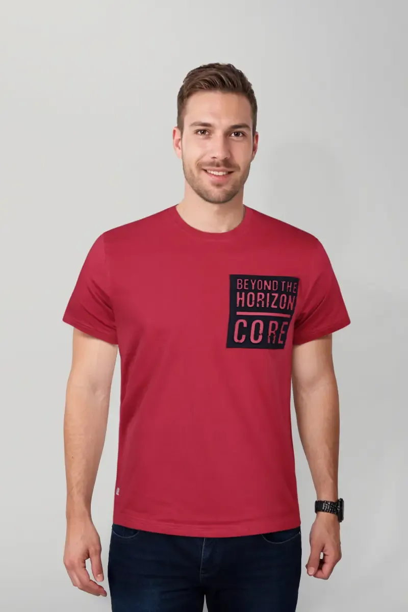 Men's Embossed Print Casual T-shirt 028111LMAR