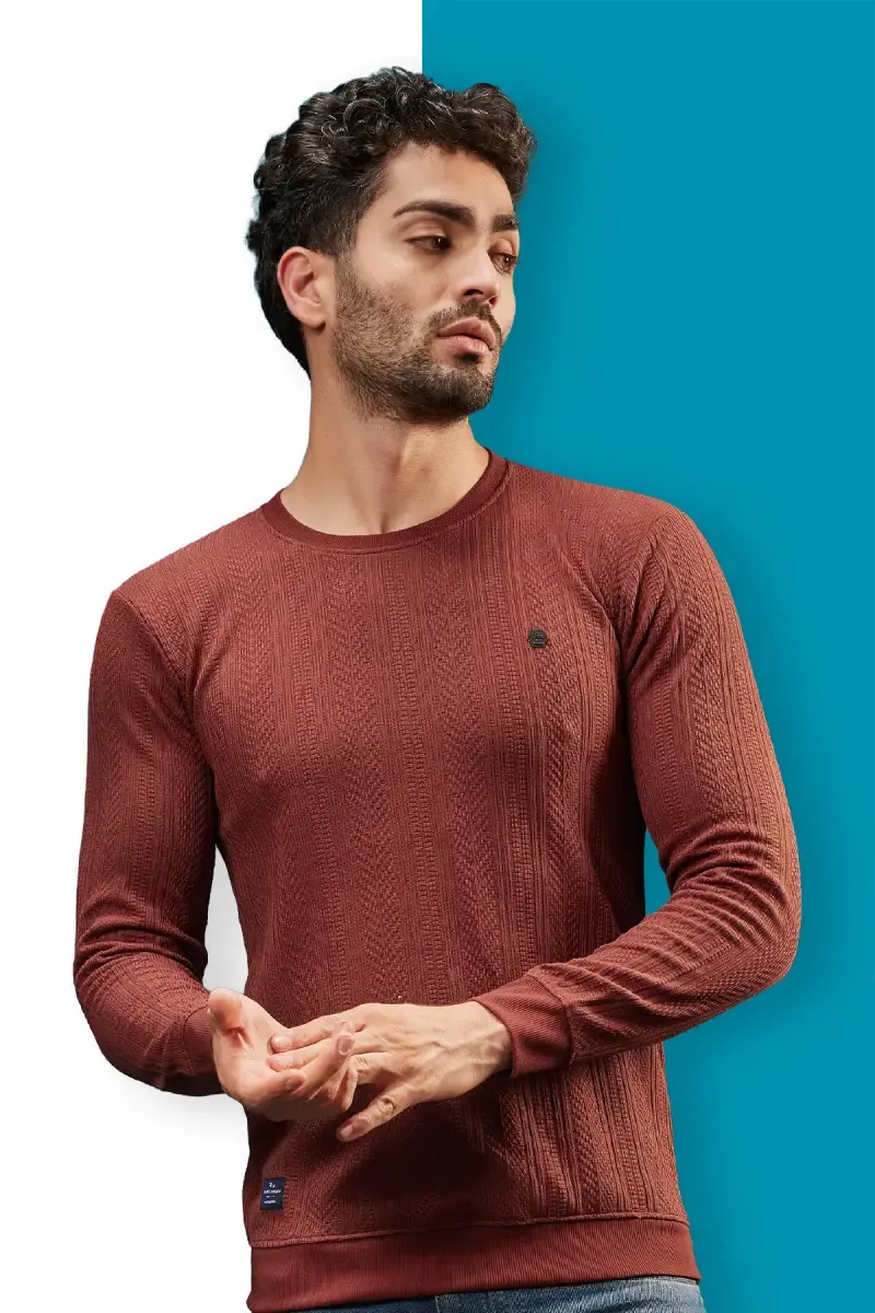 Cotton Blend Self Design Sweatshirts for Men 028115RUS38