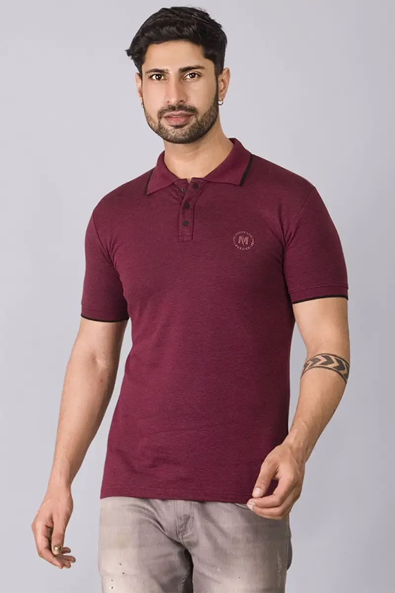 Cotton Regular Fit Polo T-shirt for Men 028207MMAR
