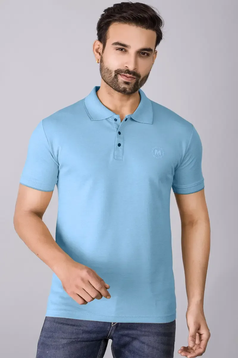 Cotton Regular Fit Polo T-shirt for Men 028207XLDARBLU