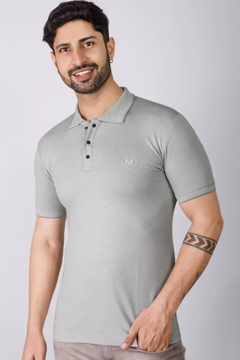 Cotton Regular Fit Polo T-shirt for Men 028207XLGRE2