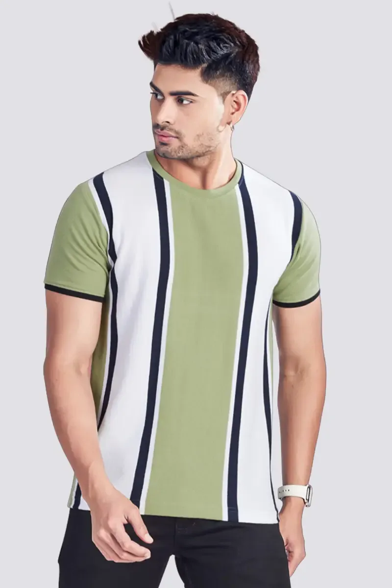 Striped Cotton T-shirt for Men 028211XLGRE