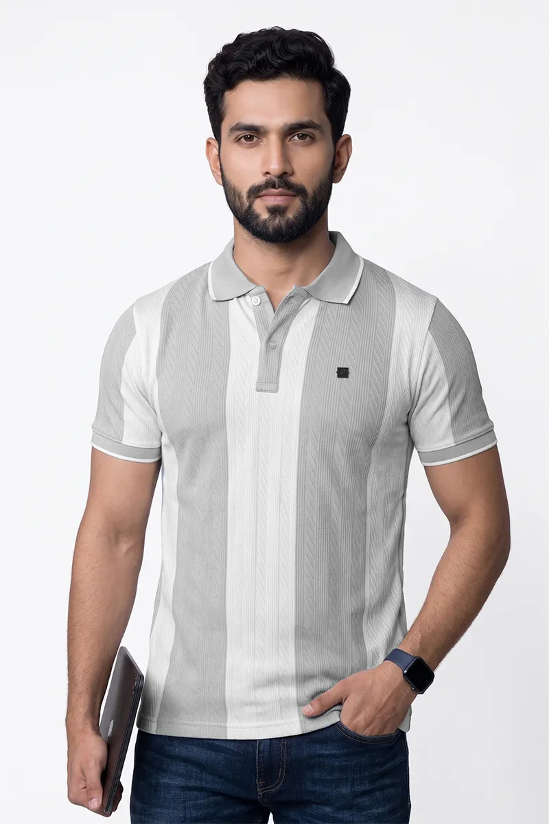 Men's Polo Neck Striped T-shirt 02822638GRE
