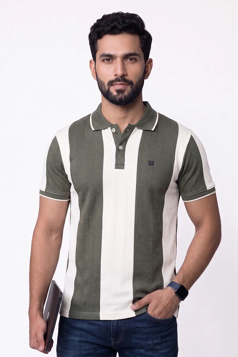 Men's Polo Neck Striped T-shirt 02822644OLI