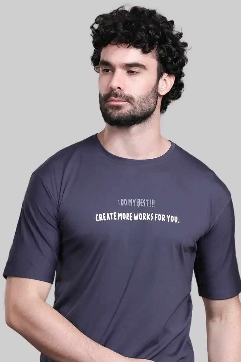 Men's Round Neck Printed T-shirt 02822844BLU