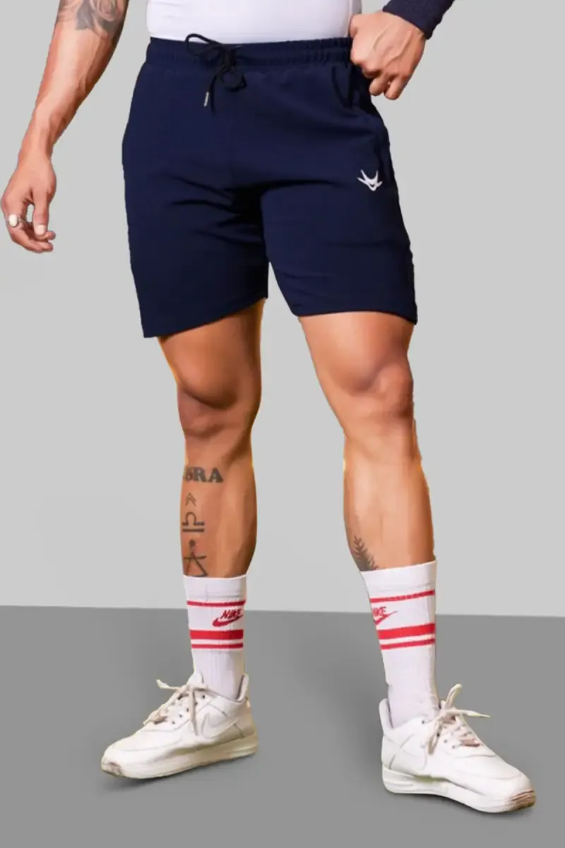 Men's Poly Blend Regular Fit Shorts 028251NAVBLUM