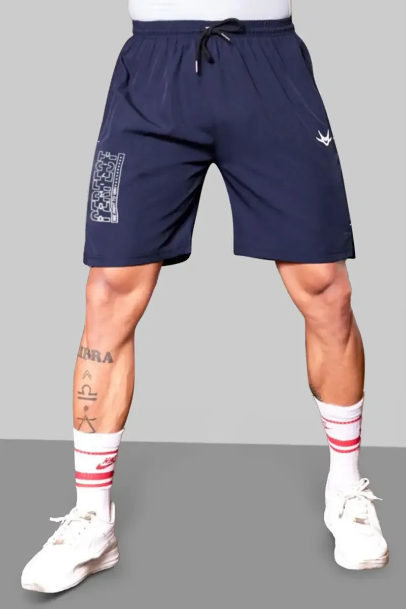 Men's Printed Mid-Rise Shorts 028252NAVBLUM