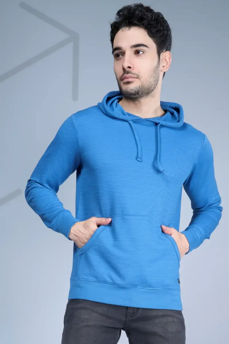 Men's Textured Self Designed Hoodies