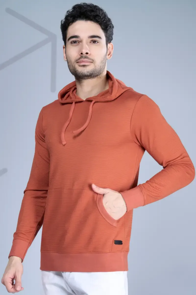 Men's Textured Self Designed Hoodies 028258RUS44