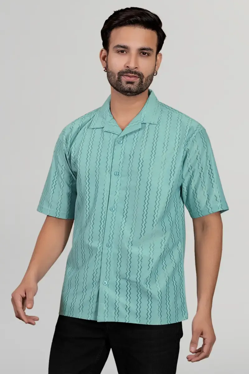 Polyester Striped Shirt for Men 028315GRE42