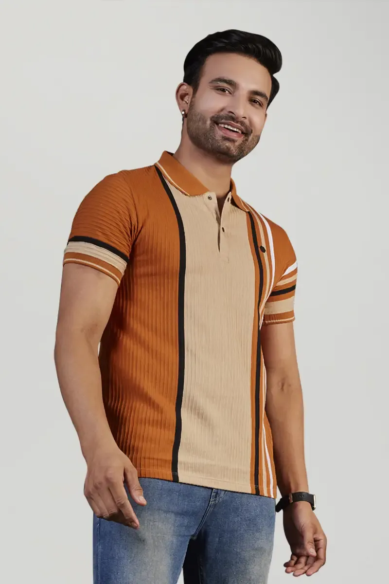 Striped Polo Neck T-shirt for Men