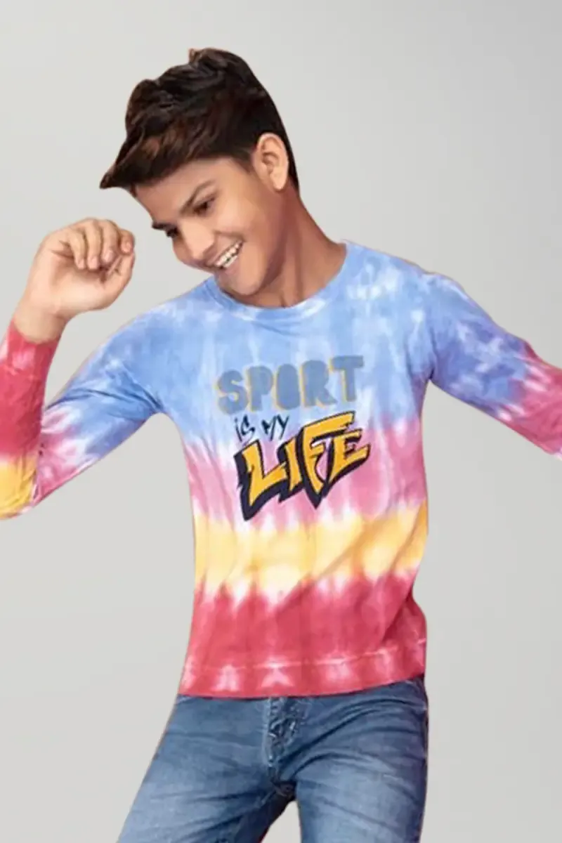 Tie & Dye Print Cotton T-shirt for Boy 02836878YRSMUL