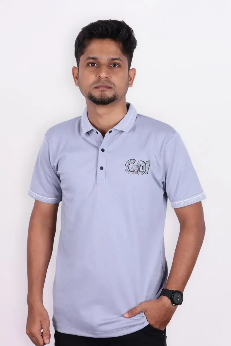 Men's Cotton Blend Polo Neck T-shirt   02838236GRE