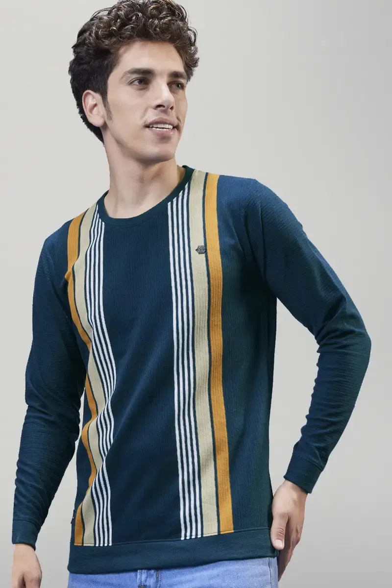 Cotton Blend Striped T-shirt for Men