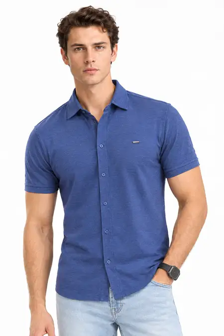 Cotton Blend Self designed Casual Shirt for Men