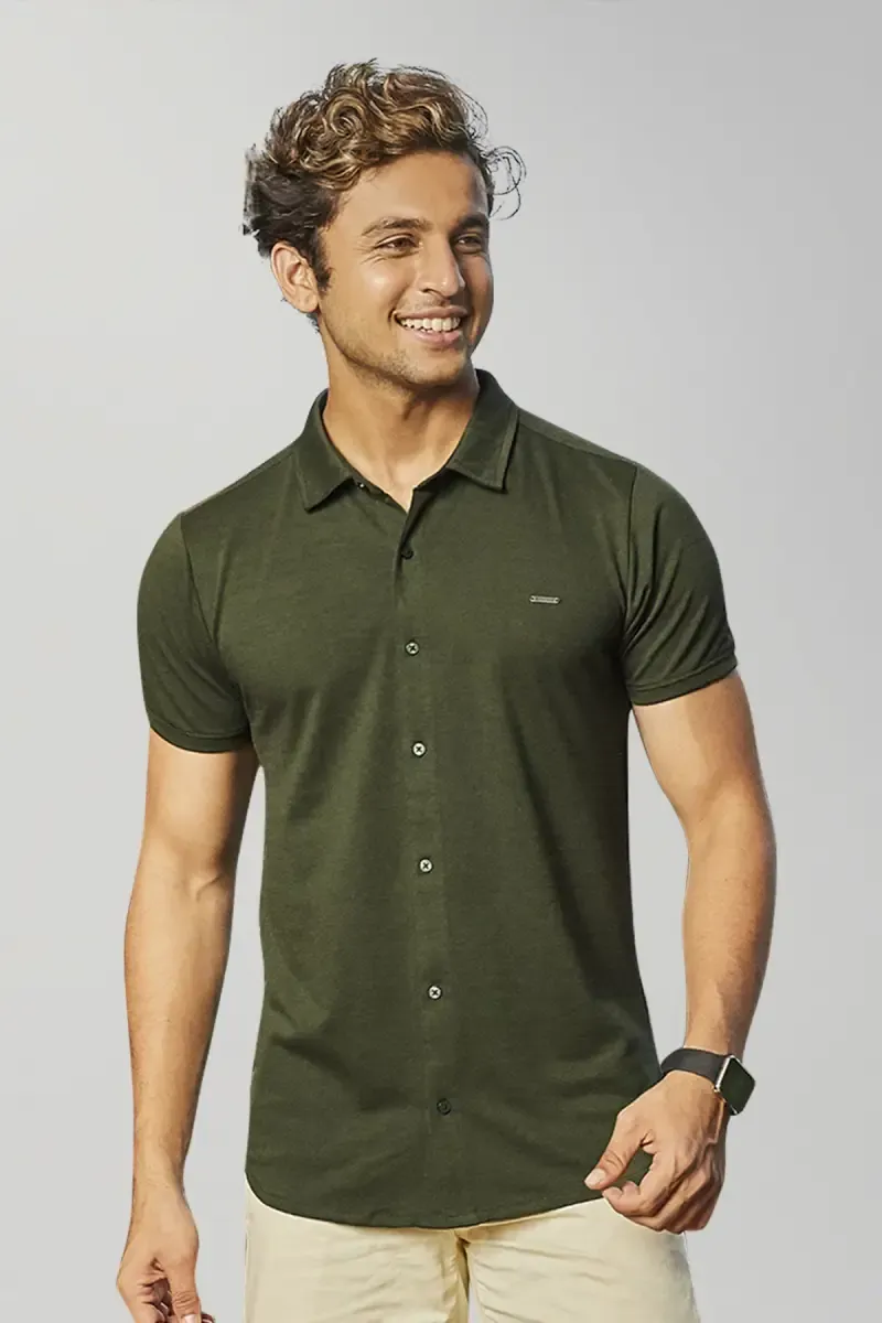 Cotton Blend Self designed Casual Shirt for Men