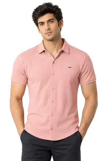 Cotton Blend Self designed Casual Shirt for Men 028405PEA36