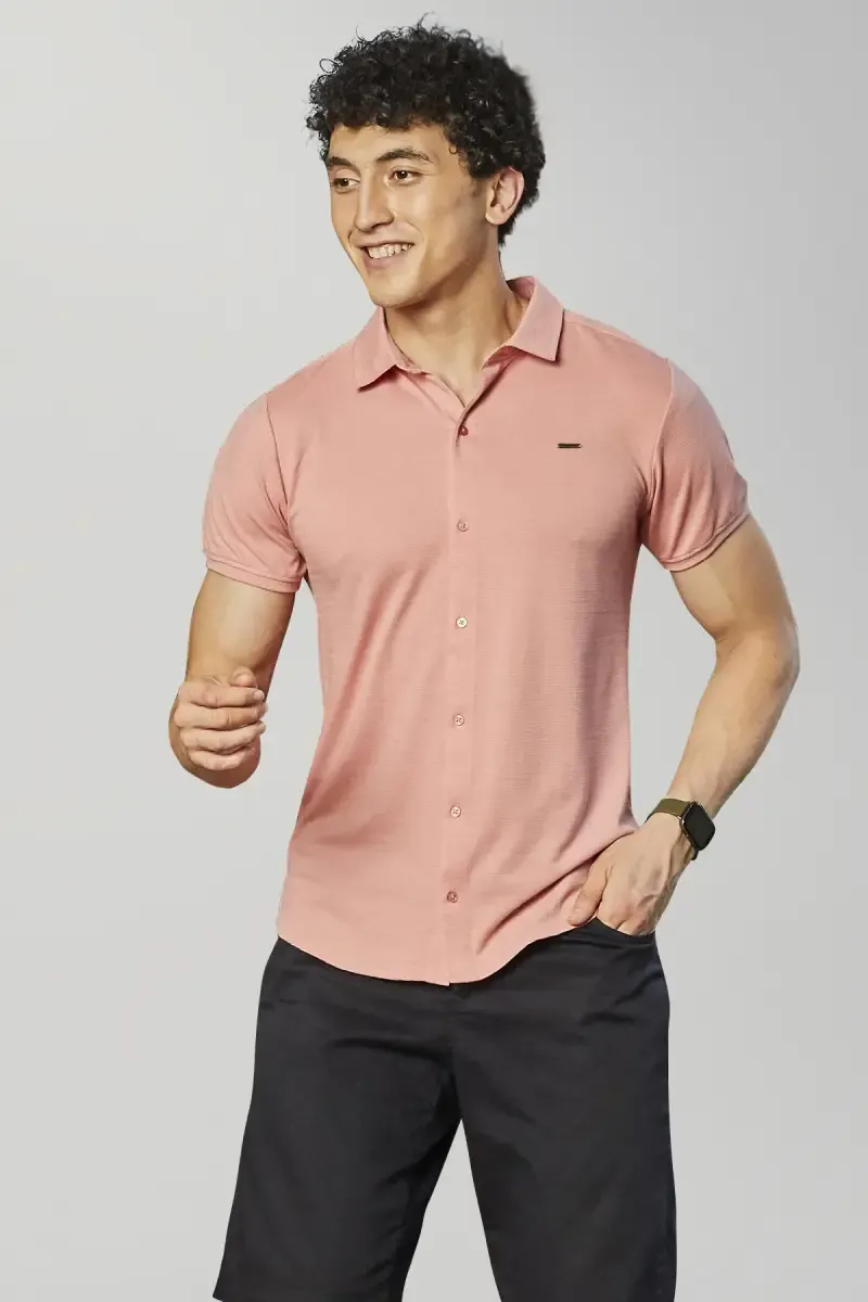 Cotton Blend Self designed Casual Shirt for Men 028405PEA36