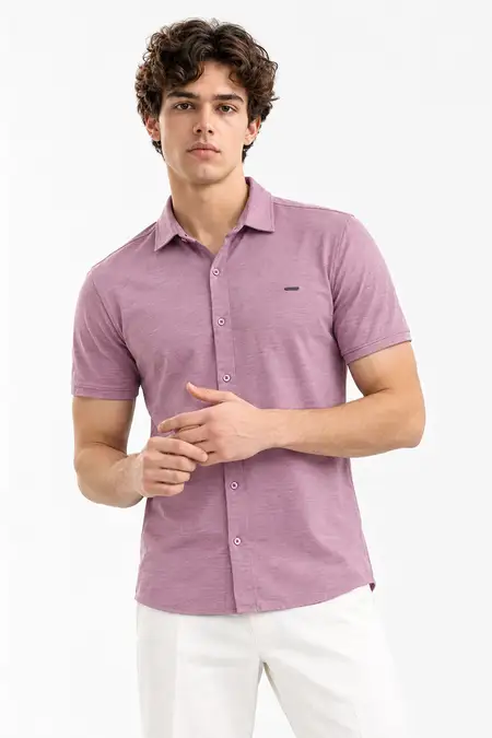 Cotton Blend Self designed Casual Shirt for Men 028405PIN36