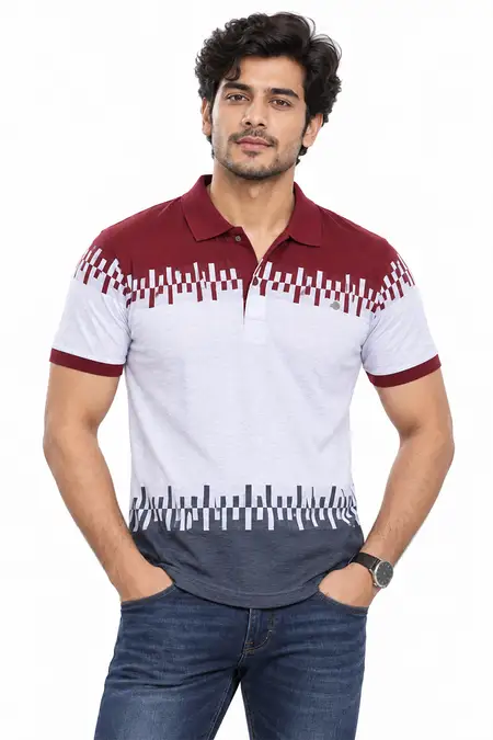 Men's Color block Polo Neck T-shirt