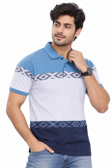 Men's Cotton Blend Polo Neck T-shirt