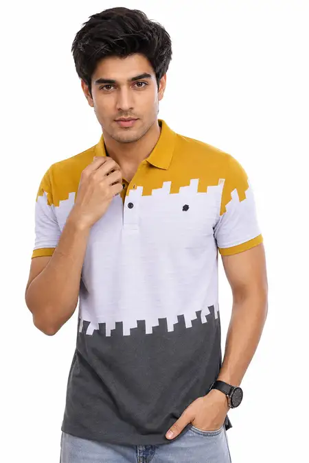 Cotton Blend Polo Neck T-shirt for Men
