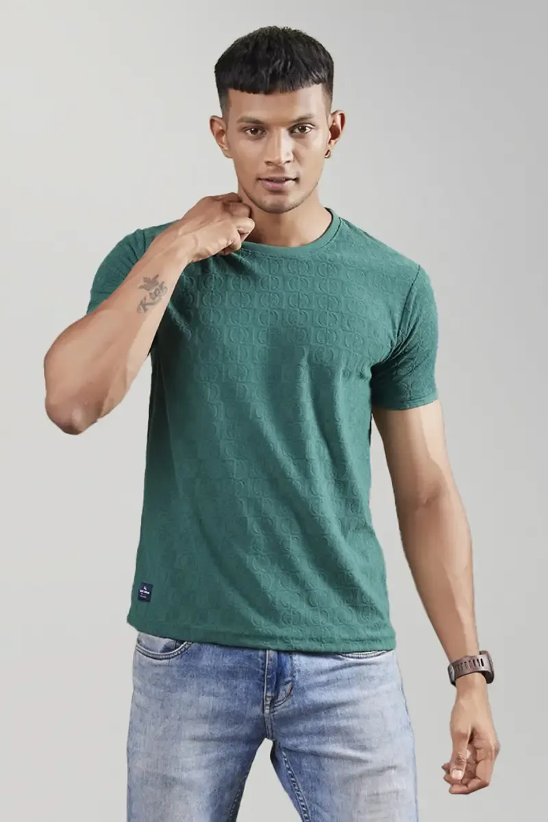 Men's Self Design Casual T-shirt